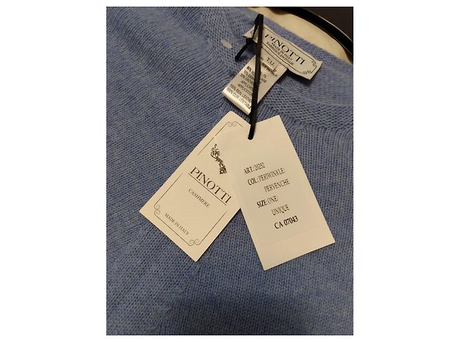 Autre Marque Blauer Kaschmir-Poncho mit Fransen - Ansicht 7