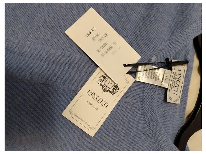 Autre Marque Blauer Kaschmir-Poncho mit Fransen - Ansicht 8