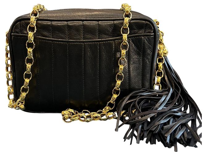 Borsa a tracolla Chanel 1994 in lambskin con cuciture CC e nappa - vista 4