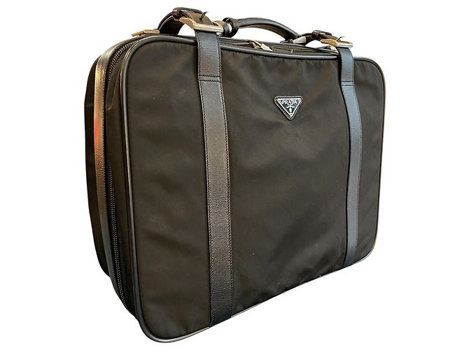 Borsa Suitcase in Tessuto con profili in Saffiano Prada - vista 2