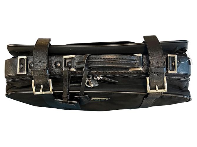 Borsa Suitcase in Tessuto con profili in Saffiano Prada - vista 5
