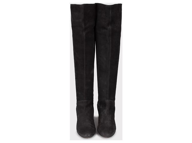 Stivali cuissardes in camoscio marrone Le Silla Nero - vista 2
