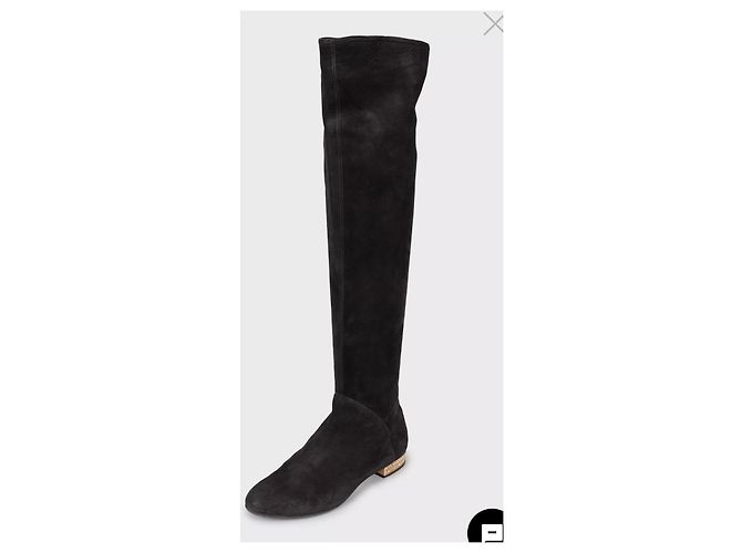 Stivali cuissardes in camoscio marrone Le Silla Nero - vista 3