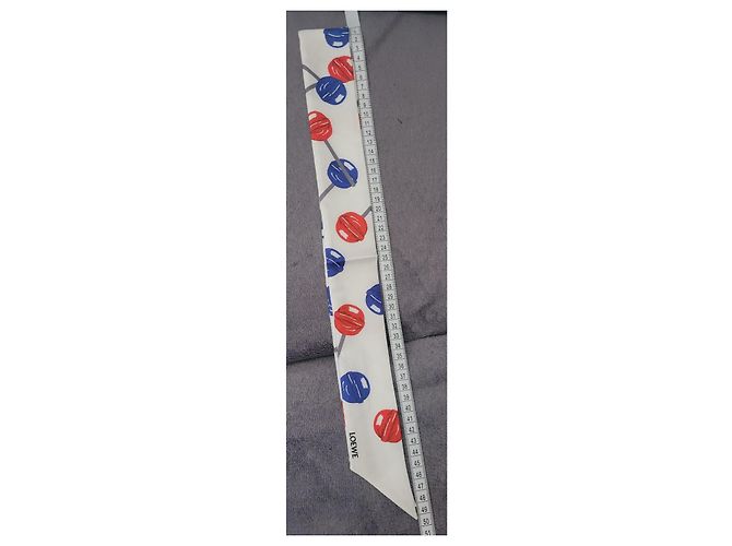 Lenço de seda Loewe com estampado de pirulitos Branco Vermelho Azul - vista 3
