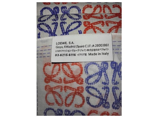 Carré Loewe Anagram in cotone Bianco Rosso Blu - vista 2