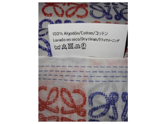 Carré Loewe Anagram in cotone Bianco Rosso Blu - vista 3
