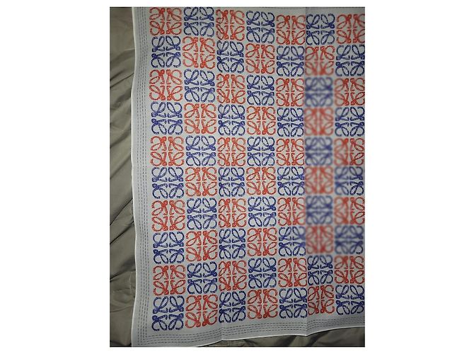 Carré Loewe Anagram in cotone Bianco Rosso Blu - vista 5