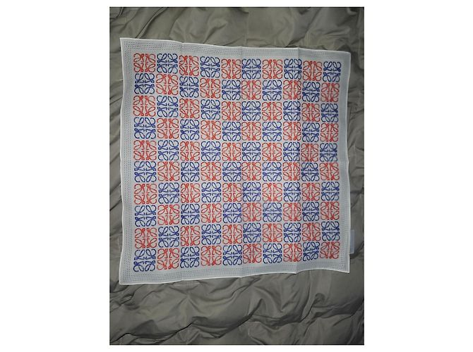 Carré Loewe Anagram in cotone Bianco Rosso Blu - vista 6