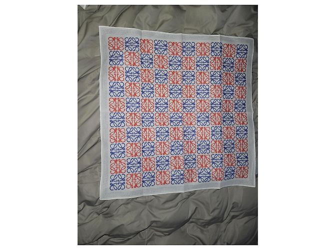 Carré Loewe Anagram in cotone Bianco Rosso Blu - vista 7