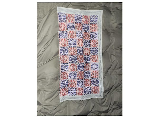 Carré Loewe Anagram in cotone Bianco Rosso Blu - vista 8