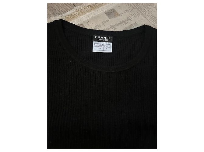 Chanel Uniform Rippstrick T-Shirt Schwarz - Ansicht 2