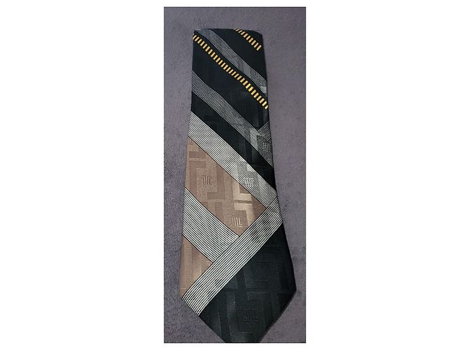 Lanvin Seidenkrawatte Braun Schwarz Golden Grau - Ansicht 3