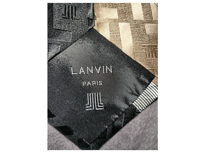Lanvin Seidenkrawatte Braun Schwarz Golden Grau - Ansicht 4