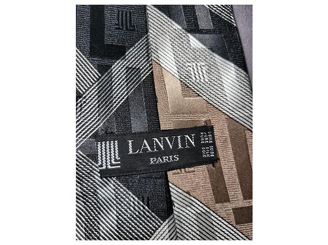 Lanvin Seidenkrawatte Braun Schwarz Golden Grau - Ansicht 5