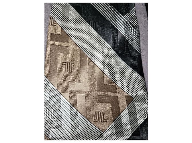 Lanvin Seidenkrawatte Braun Schwarz Golden Grau - Ansicht 6