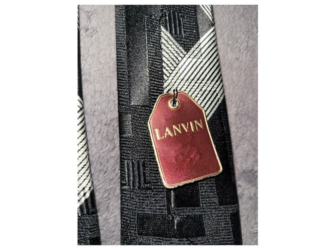 Lanvin Seidenkrawatte Braun Schwarz Golden Grau - Ansicht 7