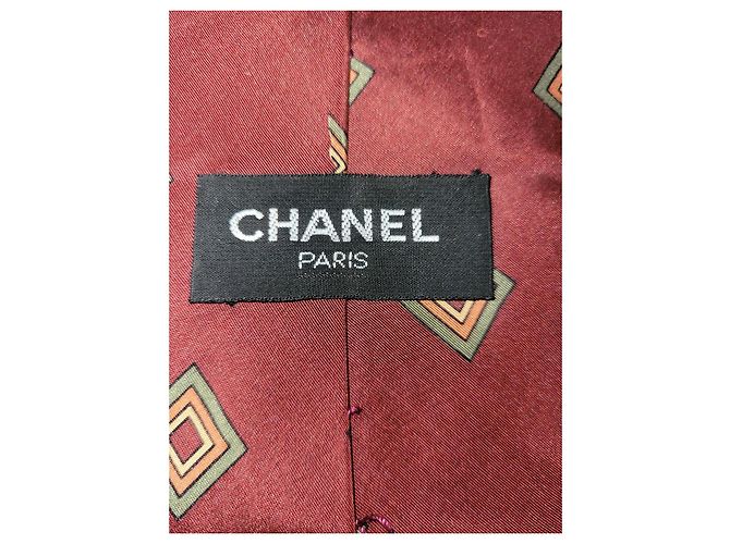 Cravatta Chanel in seta bordeaux Bordò - vista 6