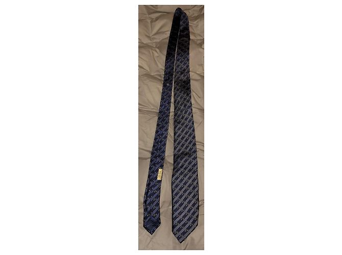 Hermès blue silk tie with 24 Faubourg pattern - view 4