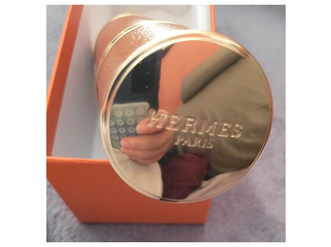 Estojo de perfume Hermès Amazone em couro marrom e metal dourado - vista 3