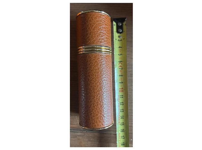 Estojo de perfume Hermès Amazone em couro marrom e metal dourado - vista 6