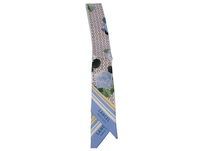 Foulard Lancel in seta blu e bianco con stampa floreale Blu chiaro - vista 2