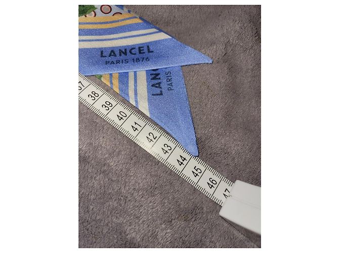 Foulard Lancel in seta blu e bianco con stampa floreale Blu chiaro - vista 7