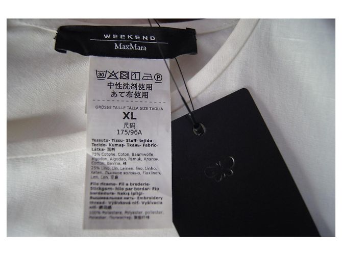 Weekend Max Mara Vestido largo blanco de algodón con bordados Blanco roto - vista 10