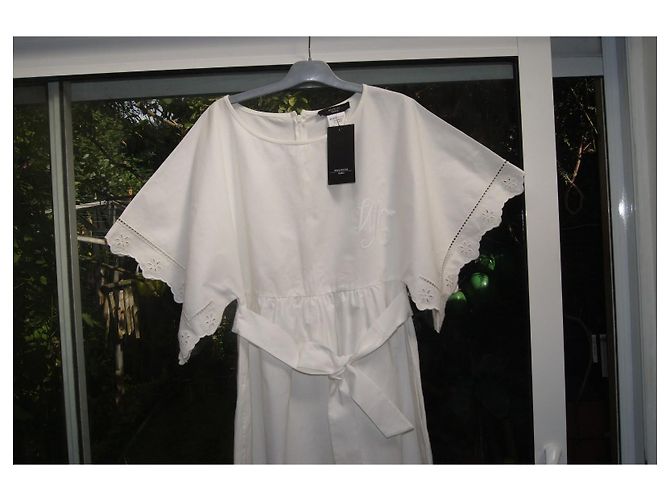 Weekend Max Mara Vestido largo blanco de algodón con bordados Blanco roto - vista 2
