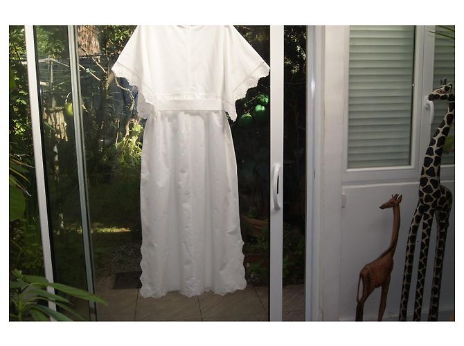 Weekend Max Mara Vestido largo blanco de algodón con bordados Blanco roto - vista 3