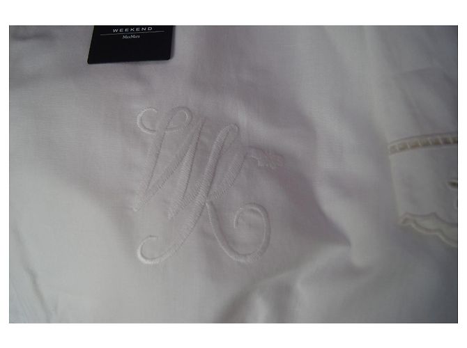 Weekend Max Mara Vestido largo blanco de algodón con bordados Blanco roto - vista 8