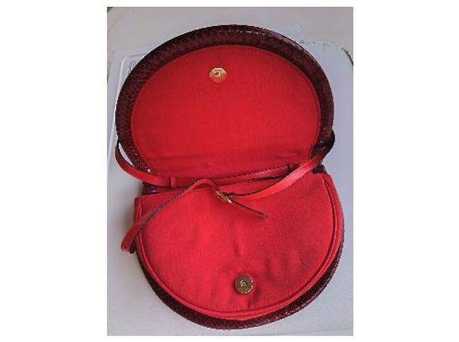 Walter Steiger Vintage rote Handtasche mit echtem Cobra-Besatz - Ansicht 5