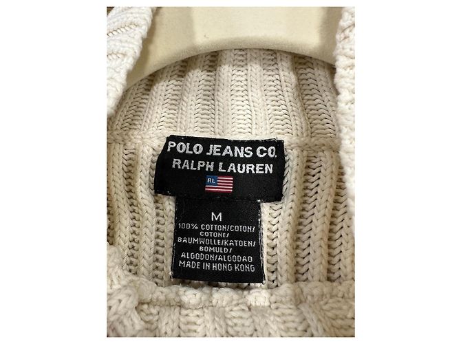 Polo Ralph Lauren Polo Jeans Co Ralph Lauren Rollkragenpullover aus ecru Baumwolle Roh - Ansicht 6