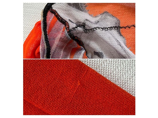 Jean Paul Gaultier Mesh-Set Hokusai Wave & Eagle Tattoo Negro Blanco Naranja Gris - vista 10