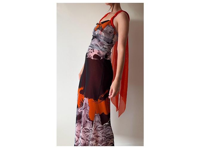 Jean Paul Gaultier Mesh-Set Hokusai Wave & Eagle Tattoo Negro Blanco Naranja Gris - vista 2
