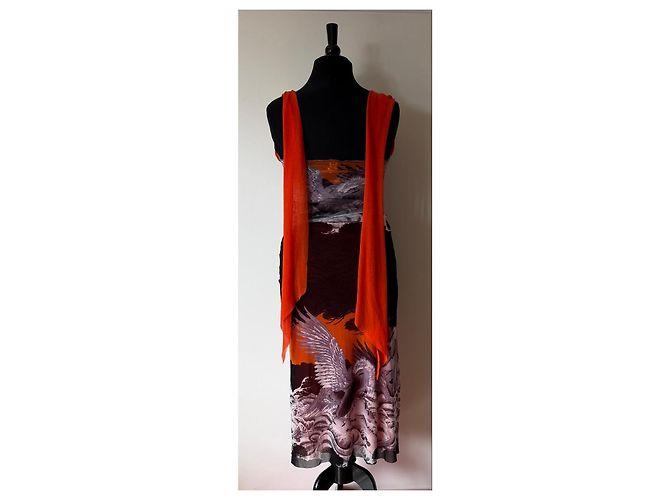 Jean Paul Gaultier Mesh-Set Hokusai Wave & Eagle Tattoo Negro Blanco Naranja Gris - vista 3