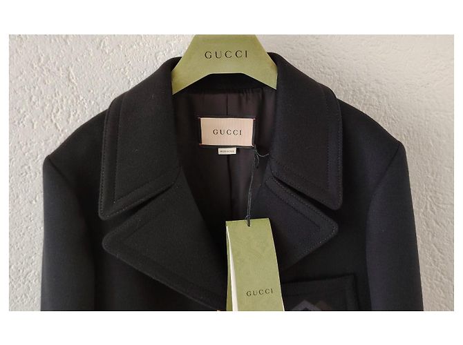 Abrigo Gucci de lana negra con botones dorados Negro - vista 3