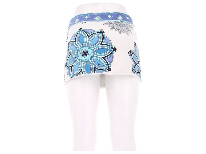 Minifalda de rizo estampada blanca Emilio Pucci Azul - vista 2