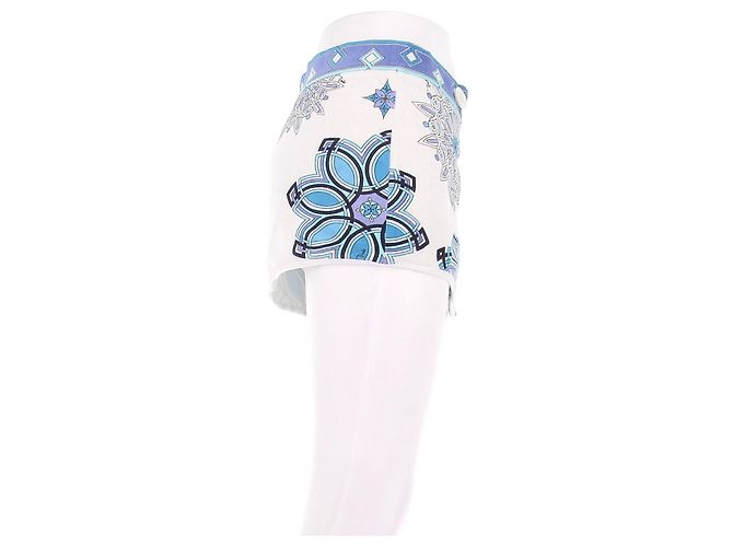 Minifalda de rizo estampada blanca Emilio Pucci Azul - vista 3