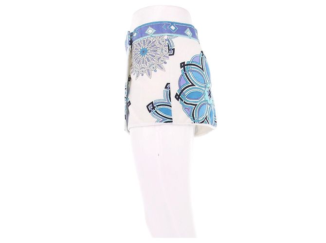 Minifalda de rizo estampada blanca Emilio Pucci Azul - vista 4