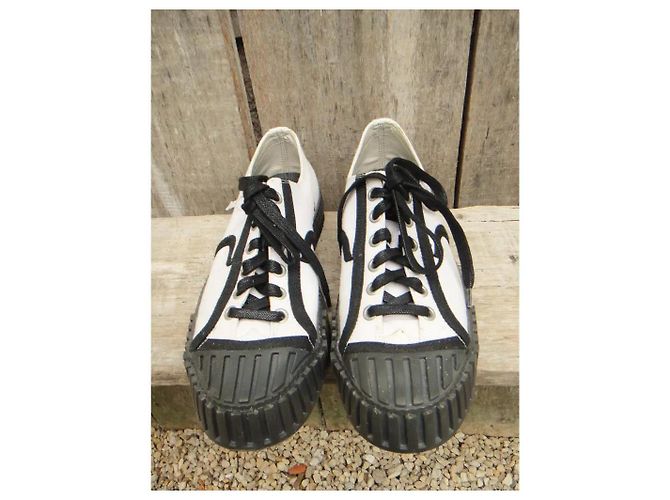 Sneakers basse ADIEU Paris in tela bianca e nera Nero Bianco - vista 4