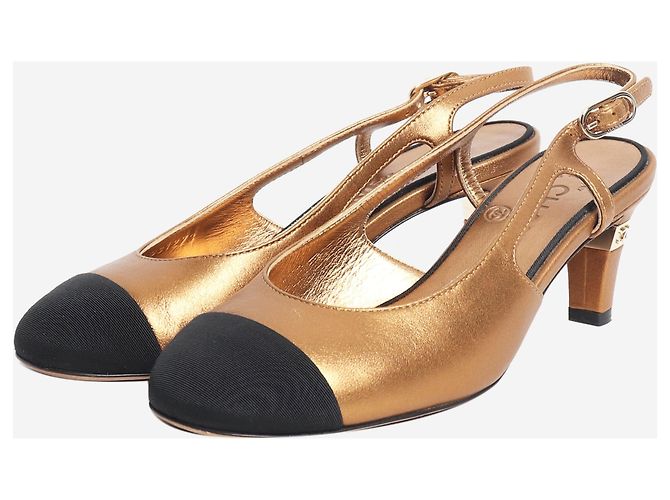Chanel Décolleté slingback metallizzate oro - size EU 36 D'oro - vista 2