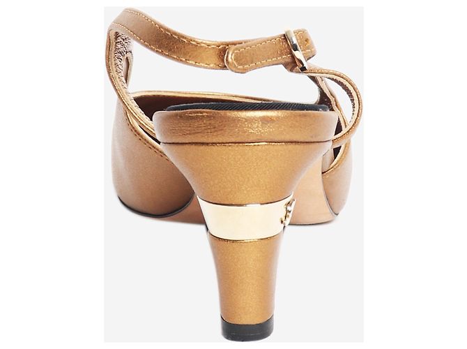 Chanel Décolleté slingback metallizzate oro - size EU 36 D'oro - vista 3