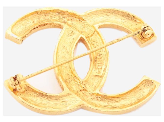 Chanel Goldene CC-Brosche mit Strass - Ansicht 2