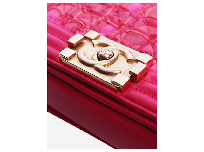 Chanel Mini borsa Boy in pelle e tweed rosa - vista 5
