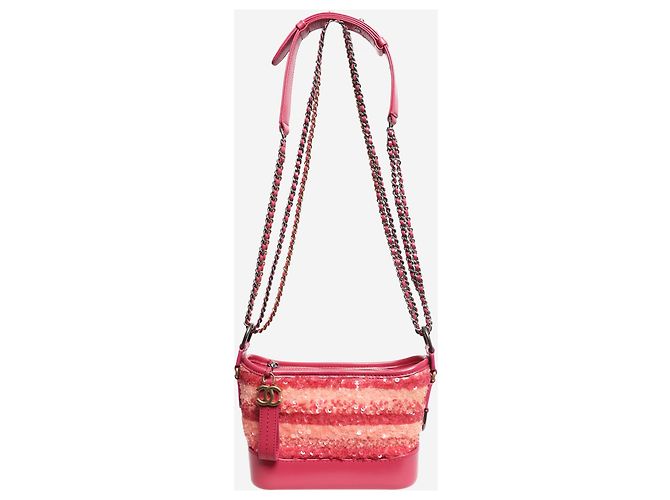 Chanel Borsa Gabrielle piccola con paillettes rosa 2017 - vista 2