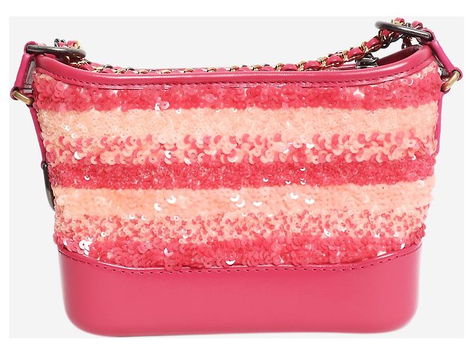 Chanel Borsa Gabrielle piccola con paillettes rosa 2017 - vista 3