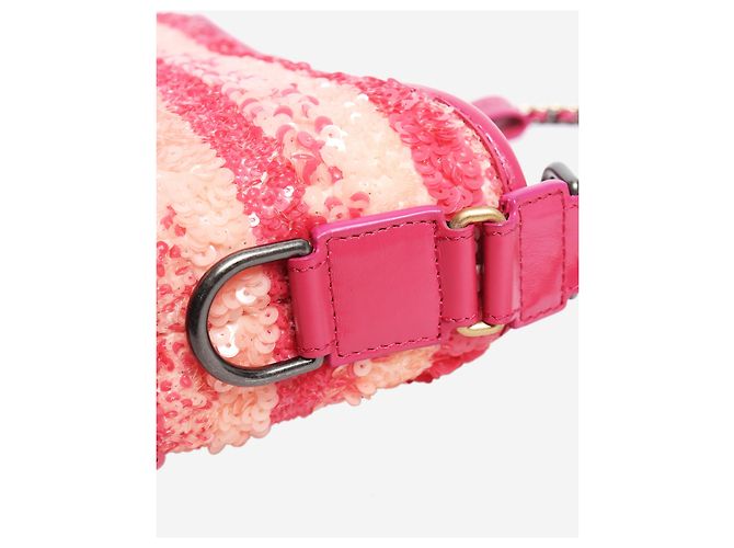 Chanel Borsa Gabrielle piccola con paillettes rosa 2017 - vista 5