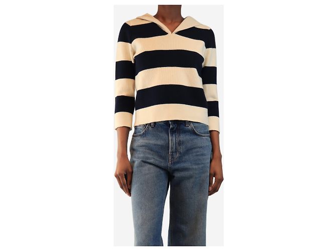 Christian Dior Gestreifter Pullover in Weiß und Marineblau - size XS Mehrfarben - Ansicht 3