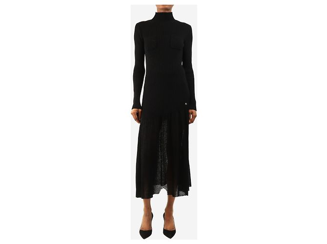 Chanel Midikleid aus schwarzer Wolle - size UK 6 - Ansicht 3