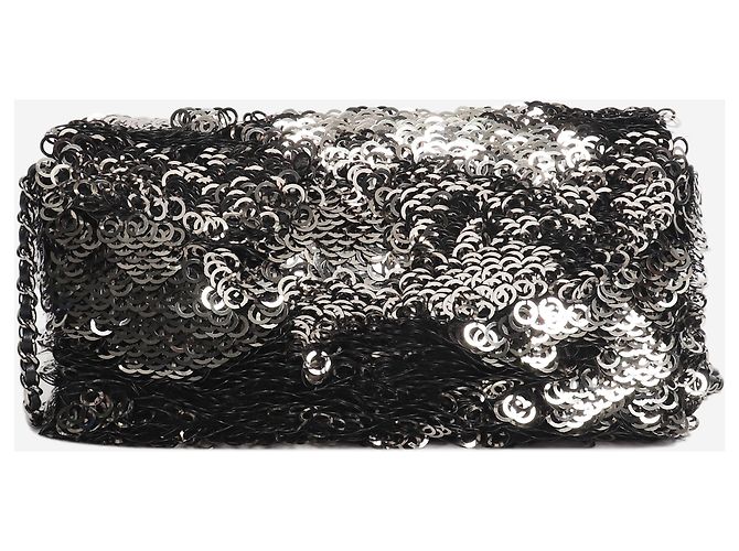 Chanel Borsa Classic Single Flap di paillettes Argento 2020 - vista 2